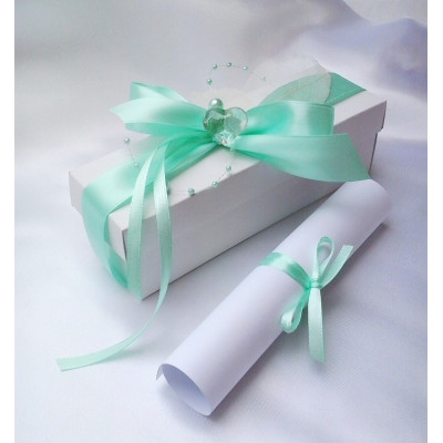 Svatební oznámení v krabičce mentolové