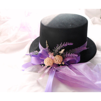 autokorsáž- černý cylindr levandulový +šerpa