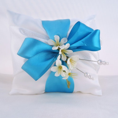 polštářek na prstýnky tyrkysový