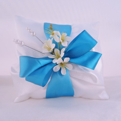 polštářek na prstýnky tyrkysový